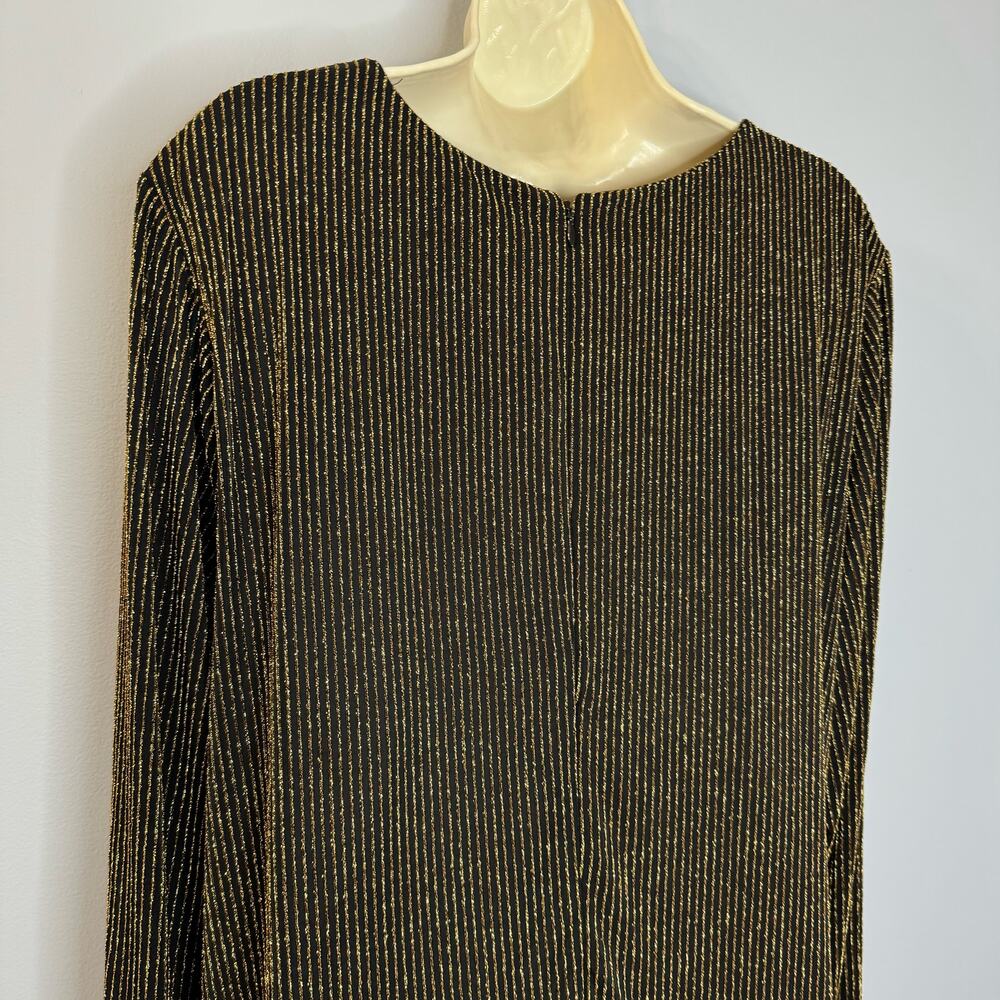 Michael Kors Gold Metallic Twist Front Bodycon Dress Long Sleeve Stretch 3X - Picture 10 of 13